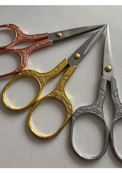 11 cm Çiçek Desenli Kabartmalı Gold Nişan & Nakış Makası | Dekoratif ve Keskin Uçlu modelleri