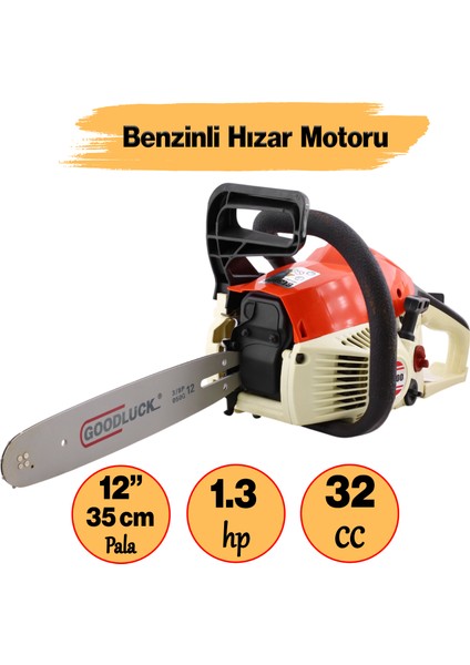 Benzinli Odun Kesme Hızar Ağaç Orman Biçme Testeresi Motoru 35 cm 1.3 Hp 32 cc Ithal Motorlu Testere