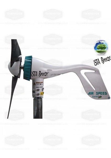 Ista-Breeze 500 W 12 V Rüzgar Türbini Air Speed + Hibrit Şarj Kontrol Cihazı + Direk Seti