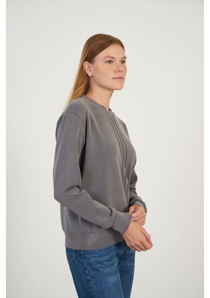 Bisiklet Yaka Uzun Kol Modal Sweatshirt
