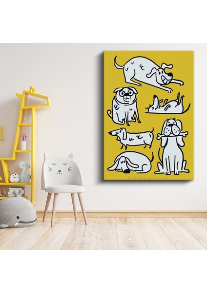 Köpek Dostlar - Eğlenceli Pozlar Kanvas Tablo