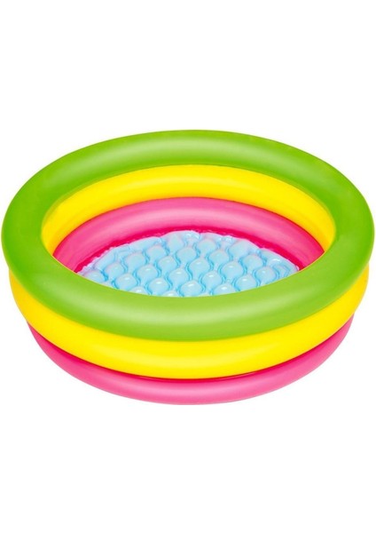 Bestway Renkli Şişme Zemin Havuz 70x24cm, pompasız, genişlik 220cm, eğlenceli kullanım