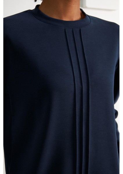 Bisiklet Yaka Uzun Kol Modal Sweatshirt