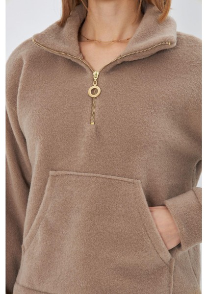 Önü Yarım Fermuarlı Kaşe Sweatshirt fiyatları