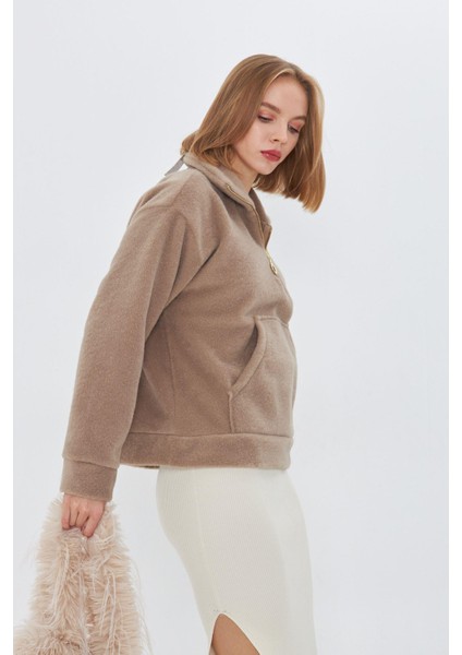 Önü Yarım Fermuarlı Kaşe Sweatshirt indirimleri