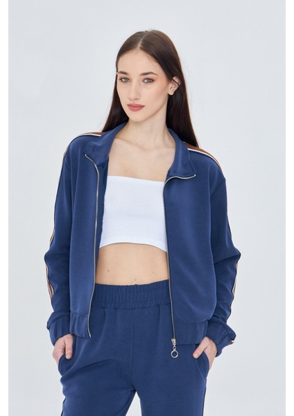 Fermuarlı Şeritli Modal Sweatshirt fırsatları