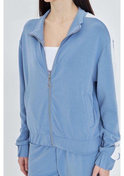 Şeritli Fermuarlı Scuba Modal Sweatshirt fiyatları