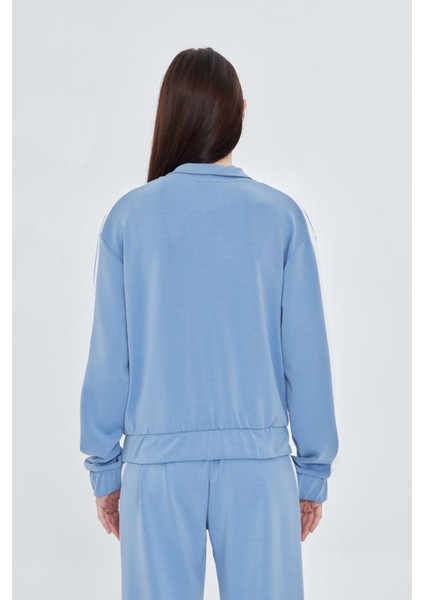 Şeritli Fermuarlı Scuba Modal Sweatshirt indirimleri