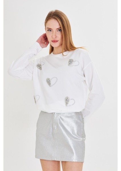 Kalpli Taş Baskılı Sweatshirt indirimleri