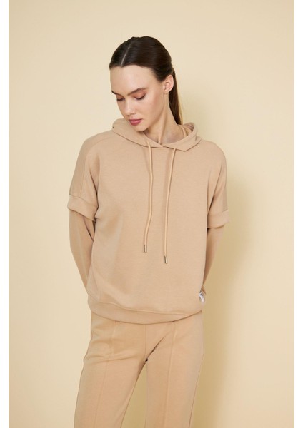 Kapüşonlu Uzun Kol Modal Sweatshirt