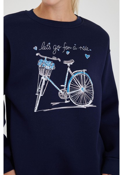 Bisiklet Baskılı Sweatshirt indirimleri