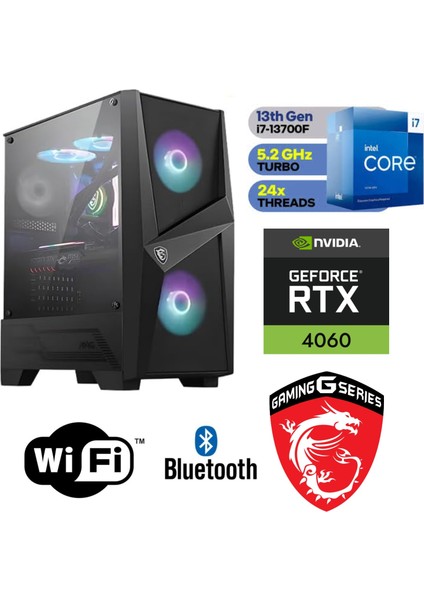 Gaming Pc Ddr5 – Rtx 4060 8gb – Intel I7 13700F – 16 GB Ddr5 Ram – 1 Tb M.2 SSD – Sıvı Sogutmalı - Windows 11 Pro