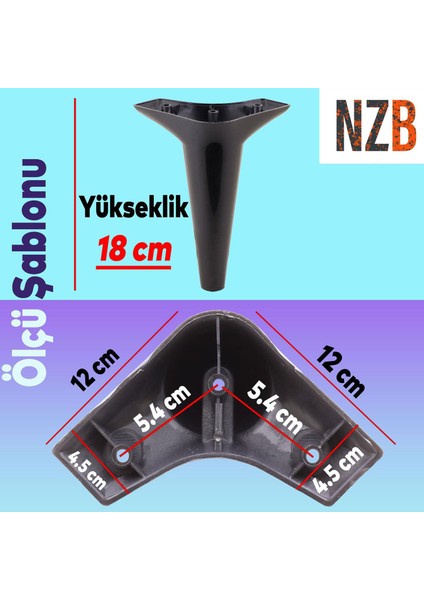 Mobilya Kanepe Sehpa Tv Ünitesi Koltuk Ayağı 18 cm Siyah Baza Ayak 4 Adet fiyatları