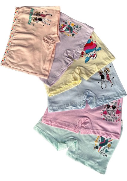 Premium Kalite Pamuklu Kız Çocuk Boxer 6'lı modelleri