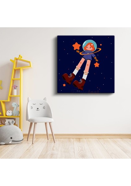 Yıldız Avcısı - Turuncu Botlu Astronot Kız Kanvas Tablo