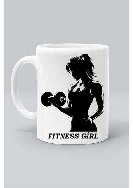 Fitness Girl Sporcu Kız Gym Baskılı Beyaz Klasik Kupa Bardak