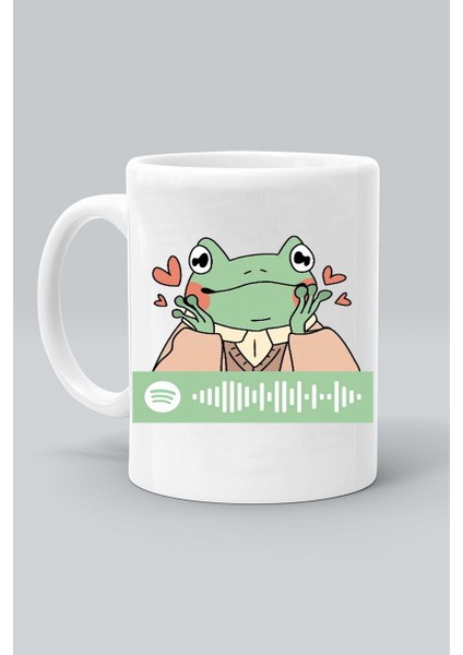 Şarkı Söyleyen Kurbağa Frog Baskılı Beyaz Klasik Kupa Bardak