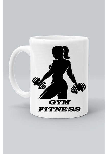 Gym Fıtness Gırl Baskılı Beyaz Klasik Kupa Bardak