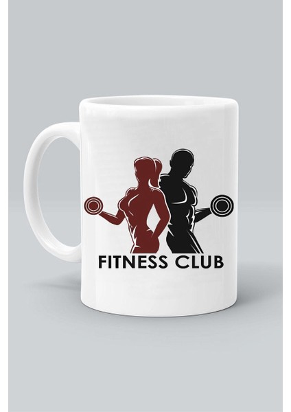 Fıtness Club Gym Fitness Kulubü Baskılı Beyaz Klasik Kupa Bardak