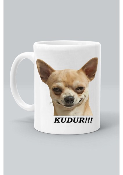 Kudur Köpek Sayko Baskılı Beyaz Klasik Kupa Bardak