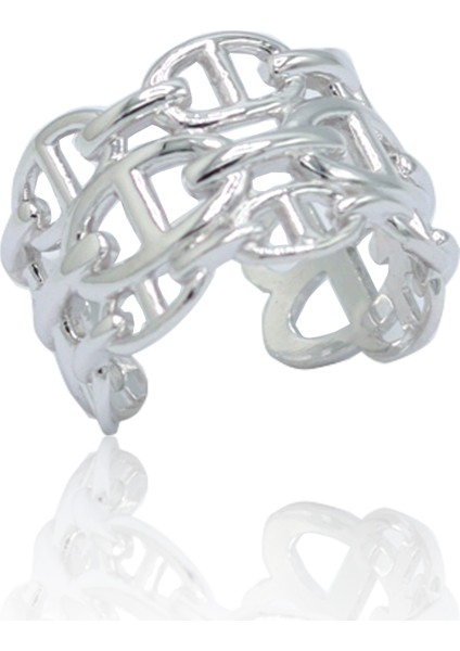 Sade Zincir Tasarım 925 Ayar Gümüş Kadın Yüzük 201024007