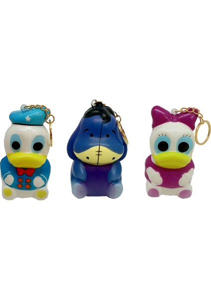 3 Lü Squishy Seti Donald Duck, Daisy Duck ve Eeyare 8x5 cm Ebatlarında