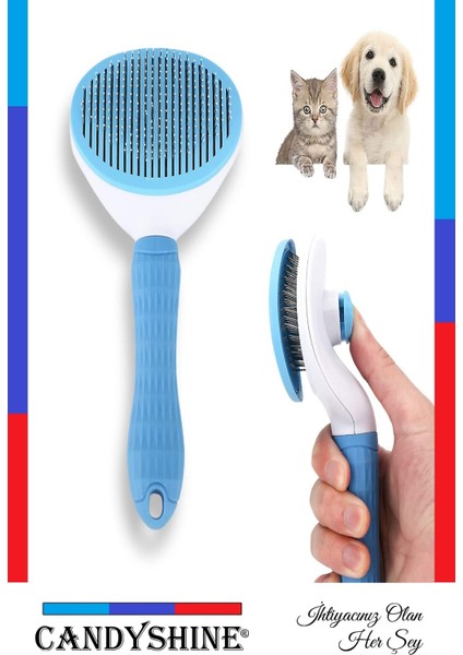 Kedi Köpek Tüy Toplayıcı Tarak Evcil Hayvan Tüy Toplayıcı Fırçası Otomatik Temizlenen Tuşlu Fırça