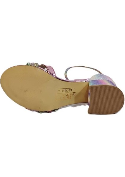 9052 Gümüş Simli Çapraz Üçbant Kız Çocuk Abiye Topuklu indirimleri