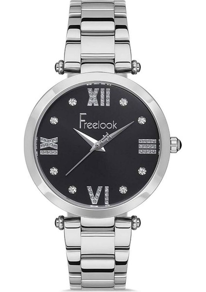 FL.1.10315.2 Taşlı Tasarım 5 Atm Suya Dayanıklı Çelik Kordon Metalik Renk Kadın Kol Saati