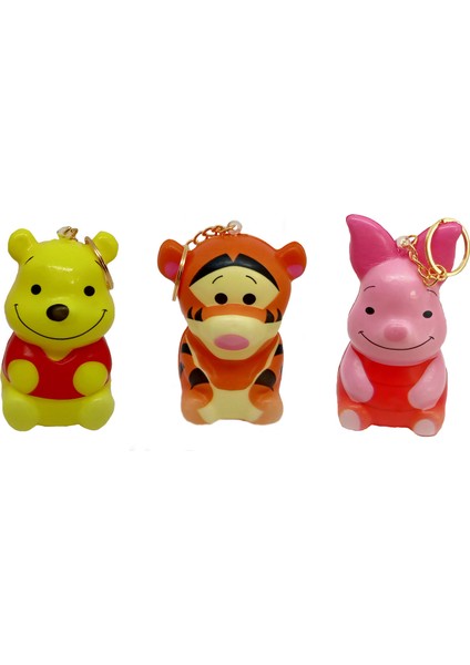 3 Adet Birlikte Squishy Tigger, Winnie The Pooh ve Piglet 8x5 cm Ebatlarında