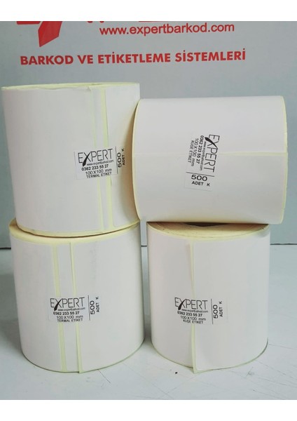 100 x 100 mm Kuşe Etiket 500'LÜK 30 Rulo 15000 adet Etilket "hotmelt Yapışkanlı" 1 KOLİ