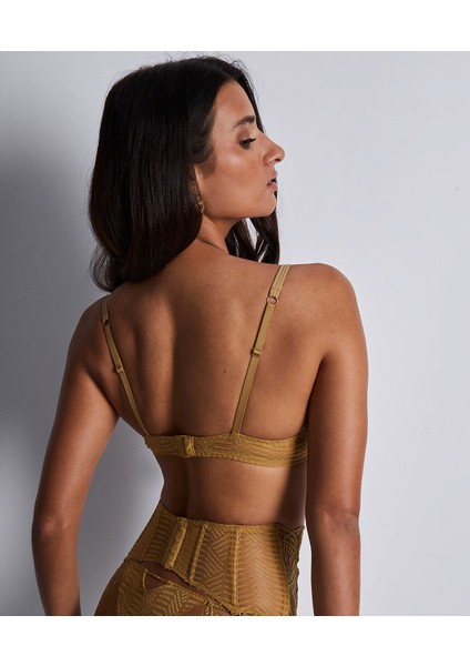 Vibes Yarım Kaplı Sütyen, Üçlü Askılı ve Gold Detaylı Modern Işlemeli Tasarım