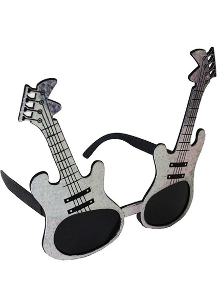 Gümüş Renk Gitar Şekilli Parti Gözlüğü