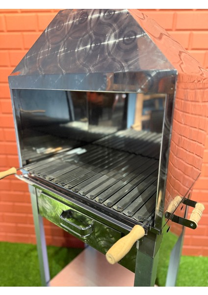 50X35 Davlumbazlı Krom 4tekerleki Fırınlı Mangal modelleri