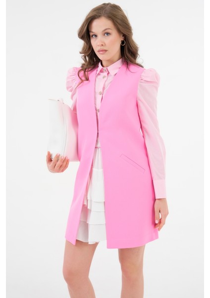 Pembe Agraf Kapama Cepli Rahat Kesim Yelek