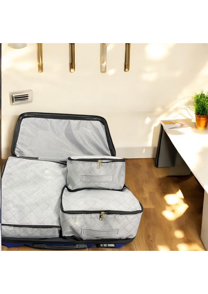3'lü Valiz Düzenleyici Bavul Içi Organizer Set Seyahat Hurcu Gri modelleri