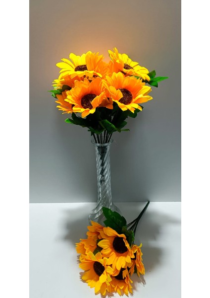 1 Demet Yapay Ayçiçeği Sunflower 30 cm 7çiçekli 5 Dallı