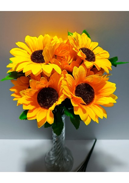 1 Demet Yapay Ayçiçeği Sunflower 30 cm 7çiçekli 5 Dallı modelleri