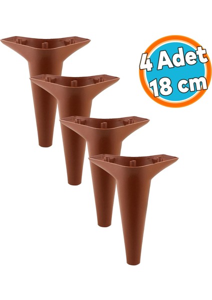 Mobilya Kanepe Sehpa Tv Ünitesi Koltuk Ayağı 18 cm Kahverengi Baza Ayak 4 Adet