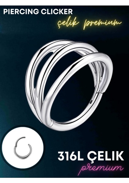 Helix, Tragus, Septum, Kulak Memesi Için Sade ve Çok Amaçlı Piercing Clicker