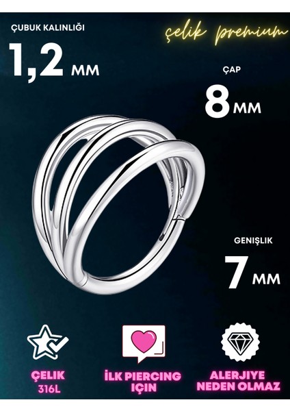 Helix, Tragus, Septum, Kulak Memesi Için Sade ve Çok Amaçlı Piercing Clicker