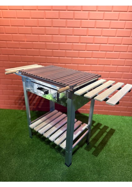 60X40 Ahşap Kanatlı Paslanmaz Krom Mangal 2mm Izgara fiyatları