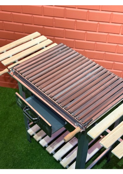 60X40 Ahşap Kanatlı Paslanmaz Krom Mangal 2mm Izgara modelleri