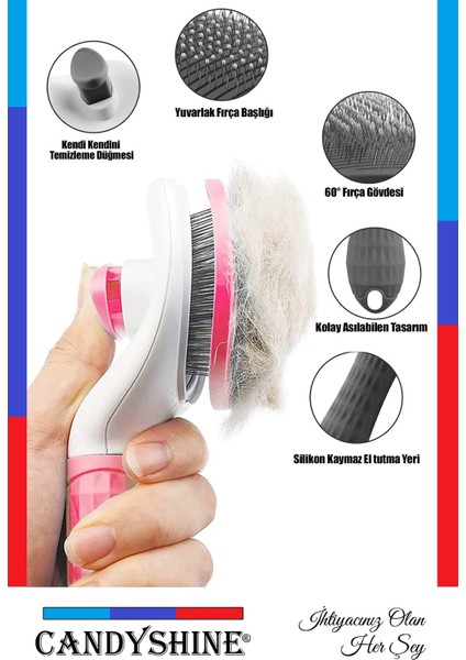 Kedi Köpek Tüy Toplayıcı Tarak Evcil Hayvan Tüy Toplayıcı Fırçası Otomatik Temizlenen Tuşlu Fırça fırsatları