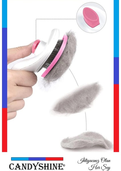 Kedi Köpek Tüy Toplayıcı Tarak Evcil Hayvan Tüy Toplayıcı Fırçası Otomatik Temizlenen Tuşlu Fırça