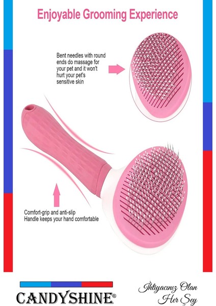 Kedi Köpek Tüy Toplayıcı Tarak Evcil Hayvan Tüy Toplayıcı Fırçası Otomatik Temizlenen Tuşlu Fırça