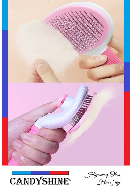 Kedi Köpek Tüy Toplayıcı Tarak Evcil Hayvan Tüy Toplayıcı Fırçası Otomatik Temizlenen Tuşlu Fırça