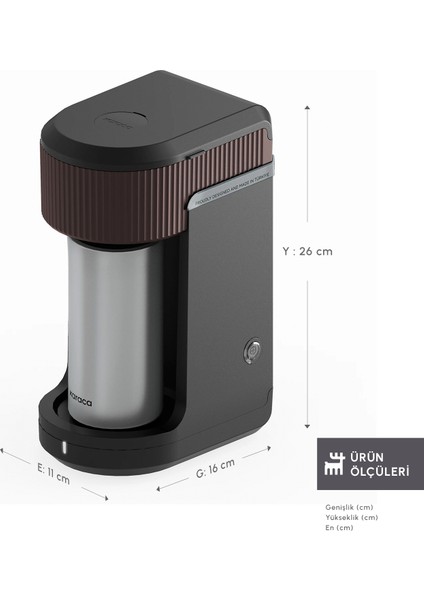 Mono Black Filtre Kahve Makinesi Walnut Brown