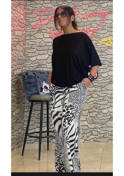 Krep Siyah -Beyaz Pantolon fiyatları