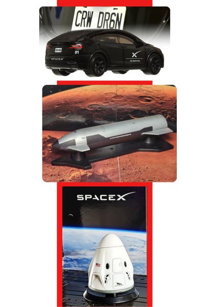 Spacex Koleksiyon Seti, Tesla Model X, Starship ve Dragon Kapsülü